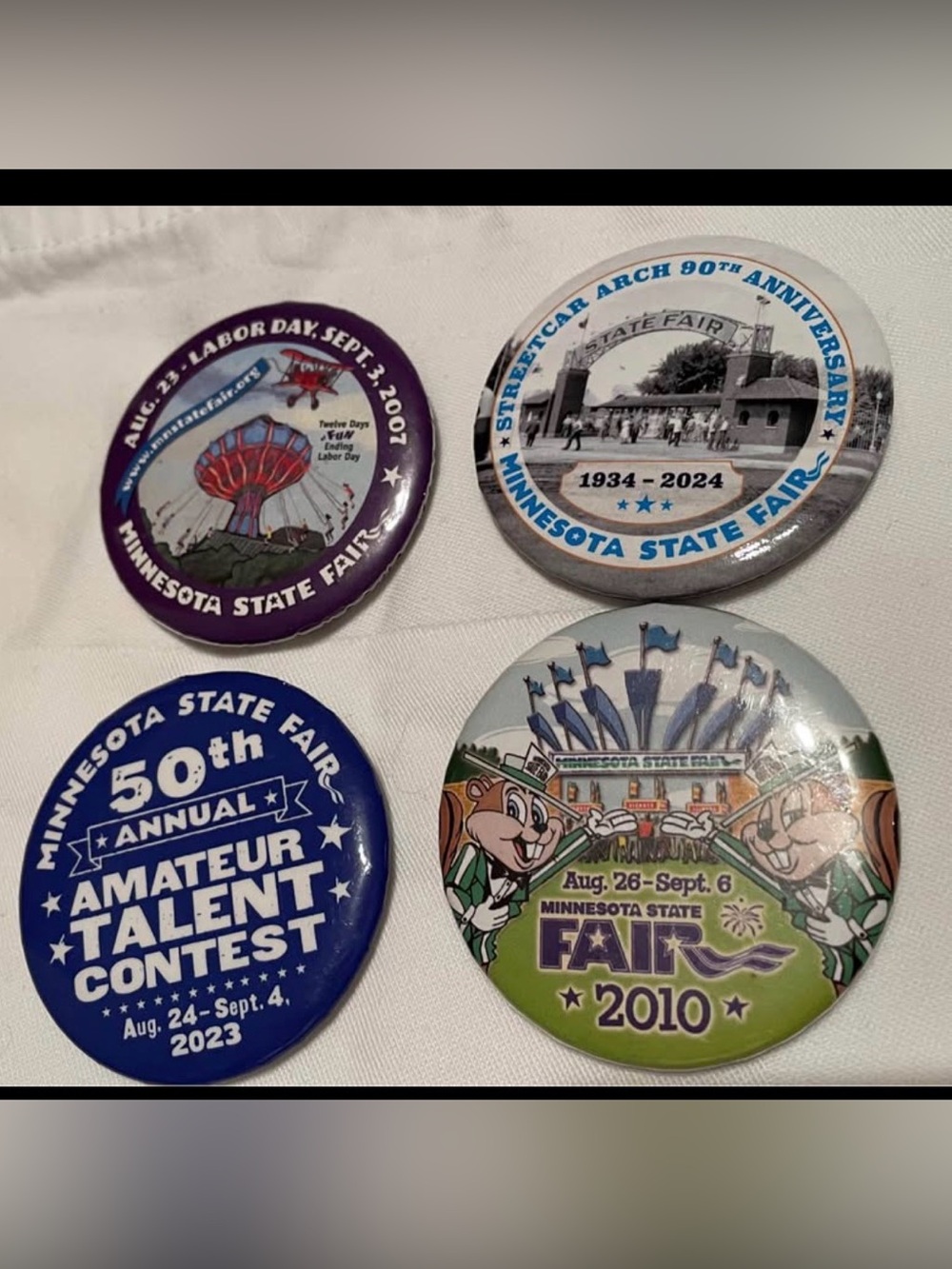 Minnesota State Fair Collectible Button Set - of 5 Never Used